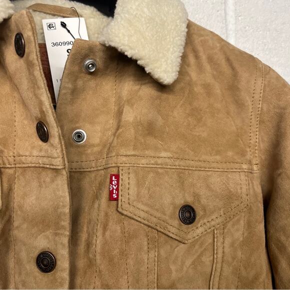 NEW NWT Small S Levi's Dijon Jacket & Coats Suede Sherpa Fur Lined Trucker - Picture 15 of 15